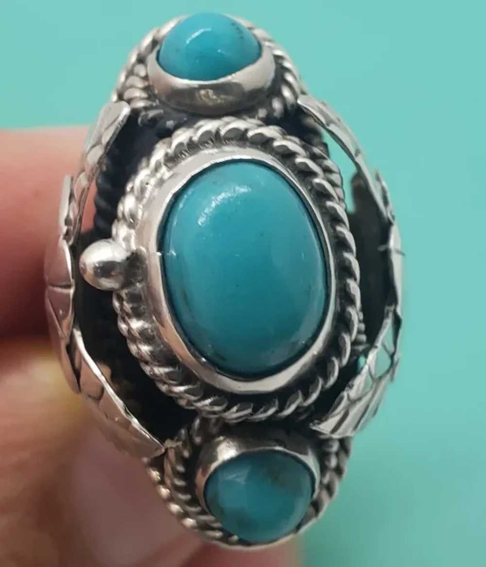 Vintage Sterling Silver Mexico Taxco Turquoise Pi… - image 6