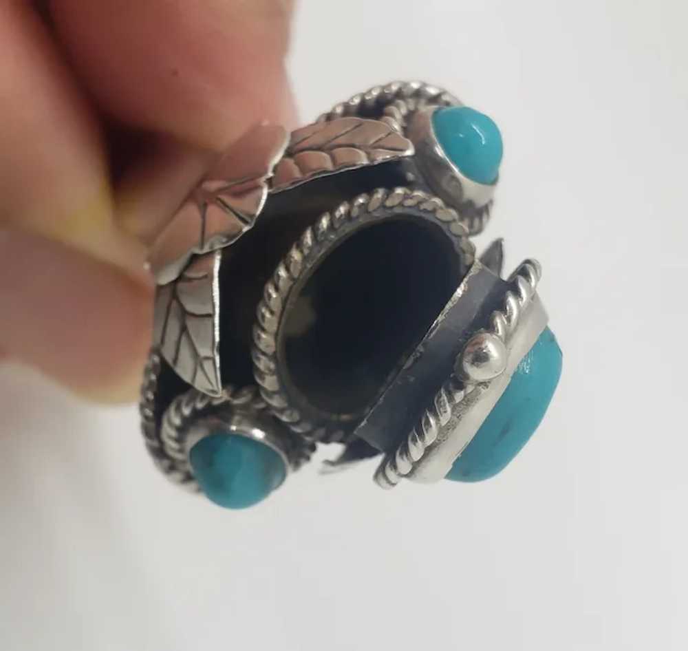 Vintage Sterling Silver Mexico Taxco Turquoise Pi… - image 8