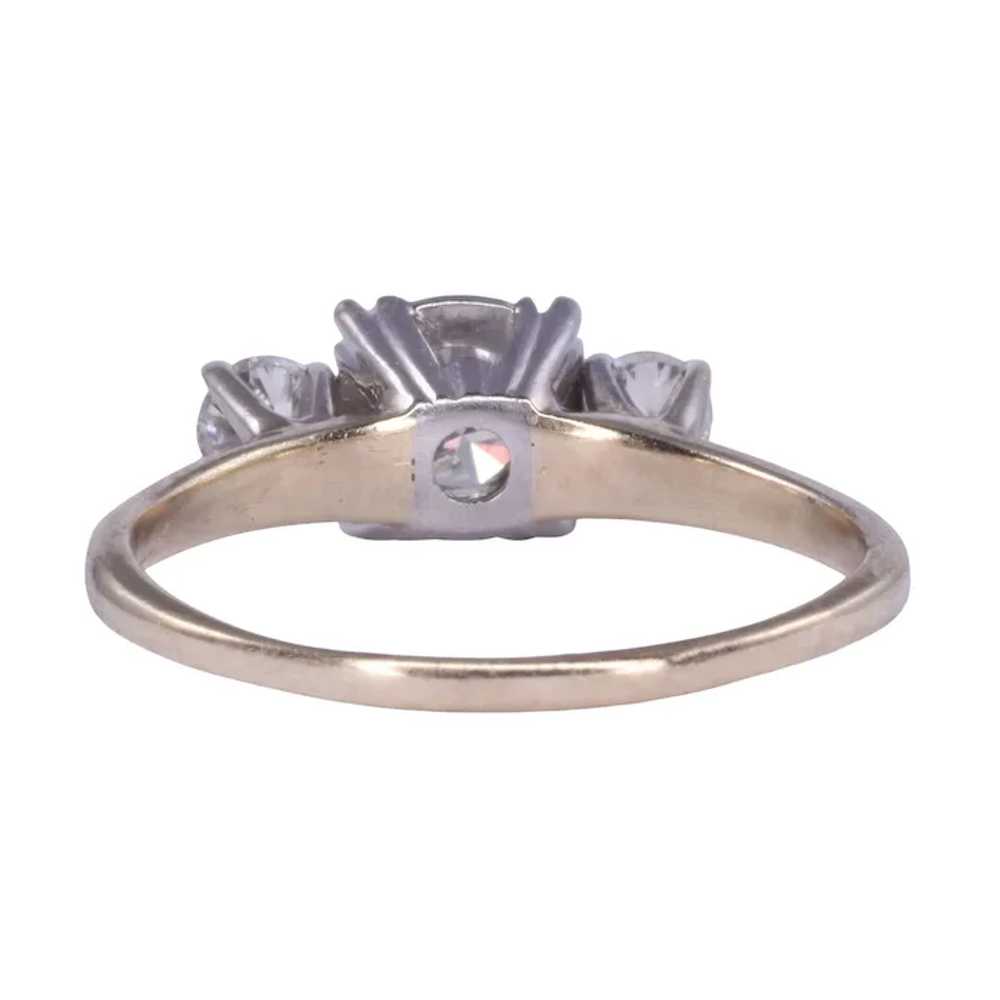 Retro Two Tone Gold Three Diamond Ring - image 3