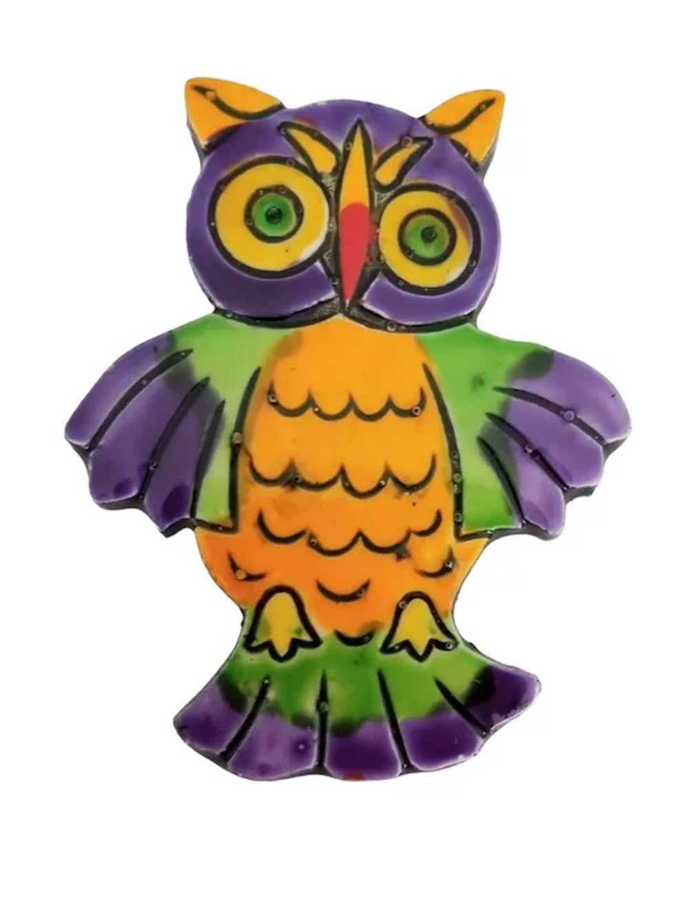 Plastic Multi Color Owl Pin, Made In West Germany… - image 7