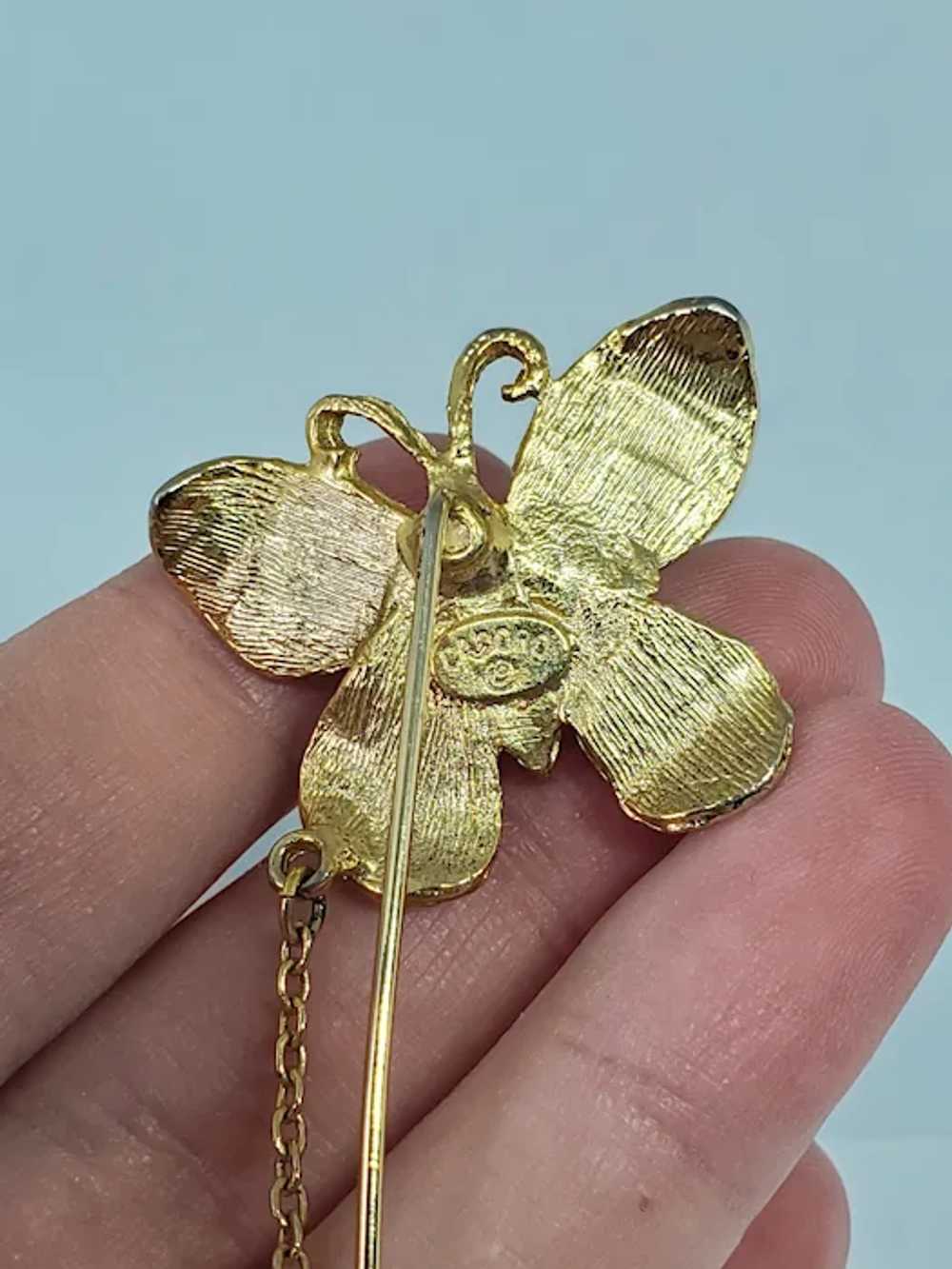 Cadoro Textured Gold Tone Butterfly Stick Pin Wit… - image 4