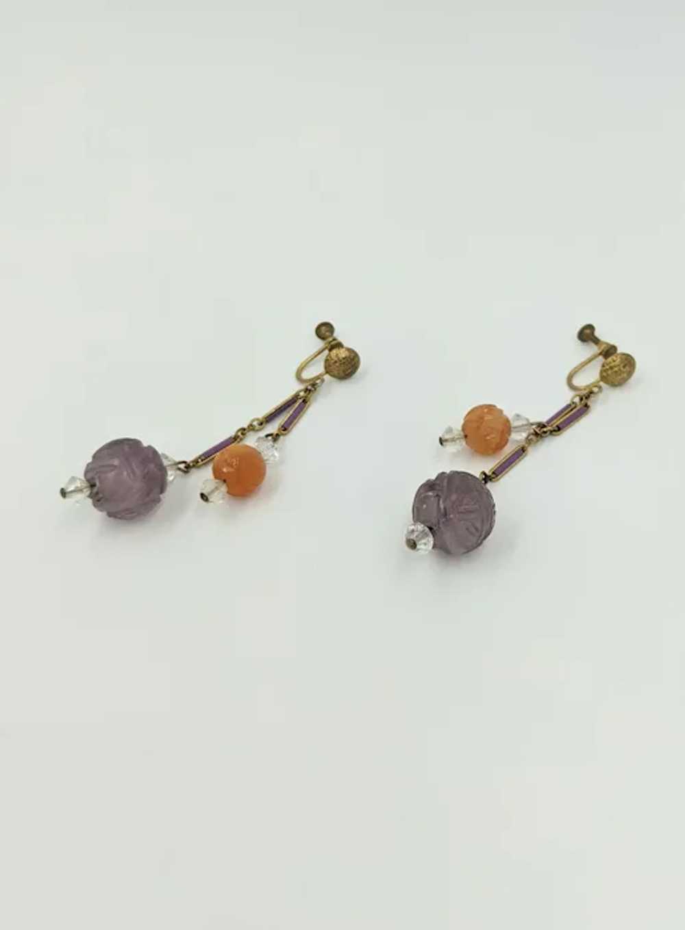 Antique Art Deco Chinese Amethyst Carnelian Ename… - image 10