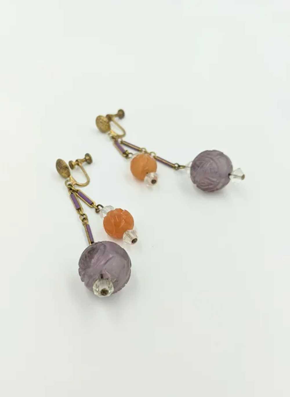 Antique Art Deco Chinese Amethyst Carnelian Ename… - image 4