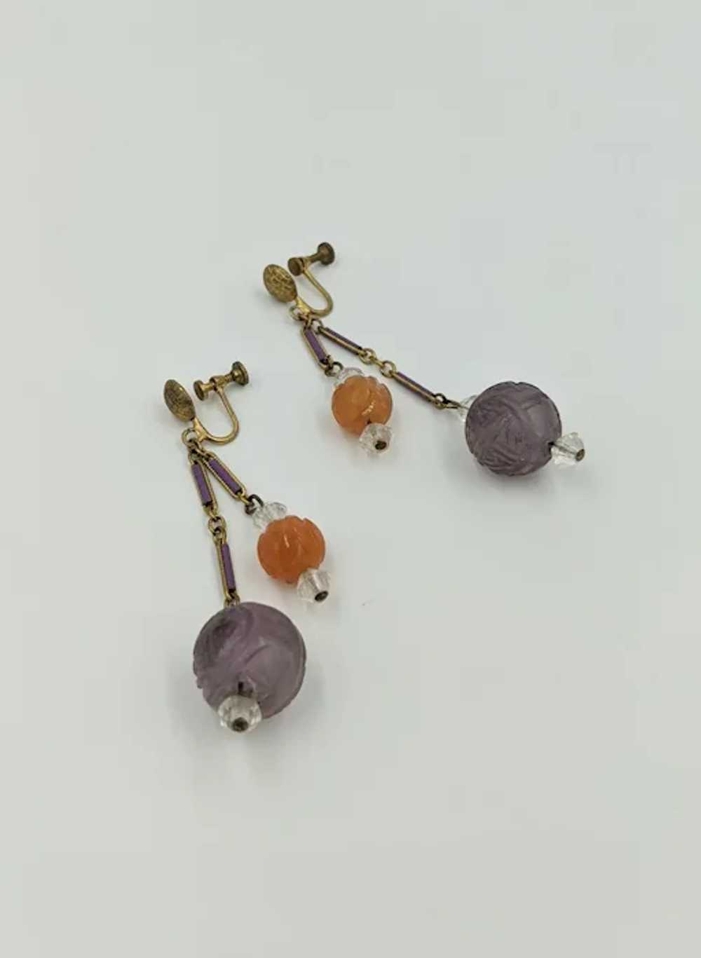 Antique Art Deco Chinese Amethyst Carnelian Ename… - image 5