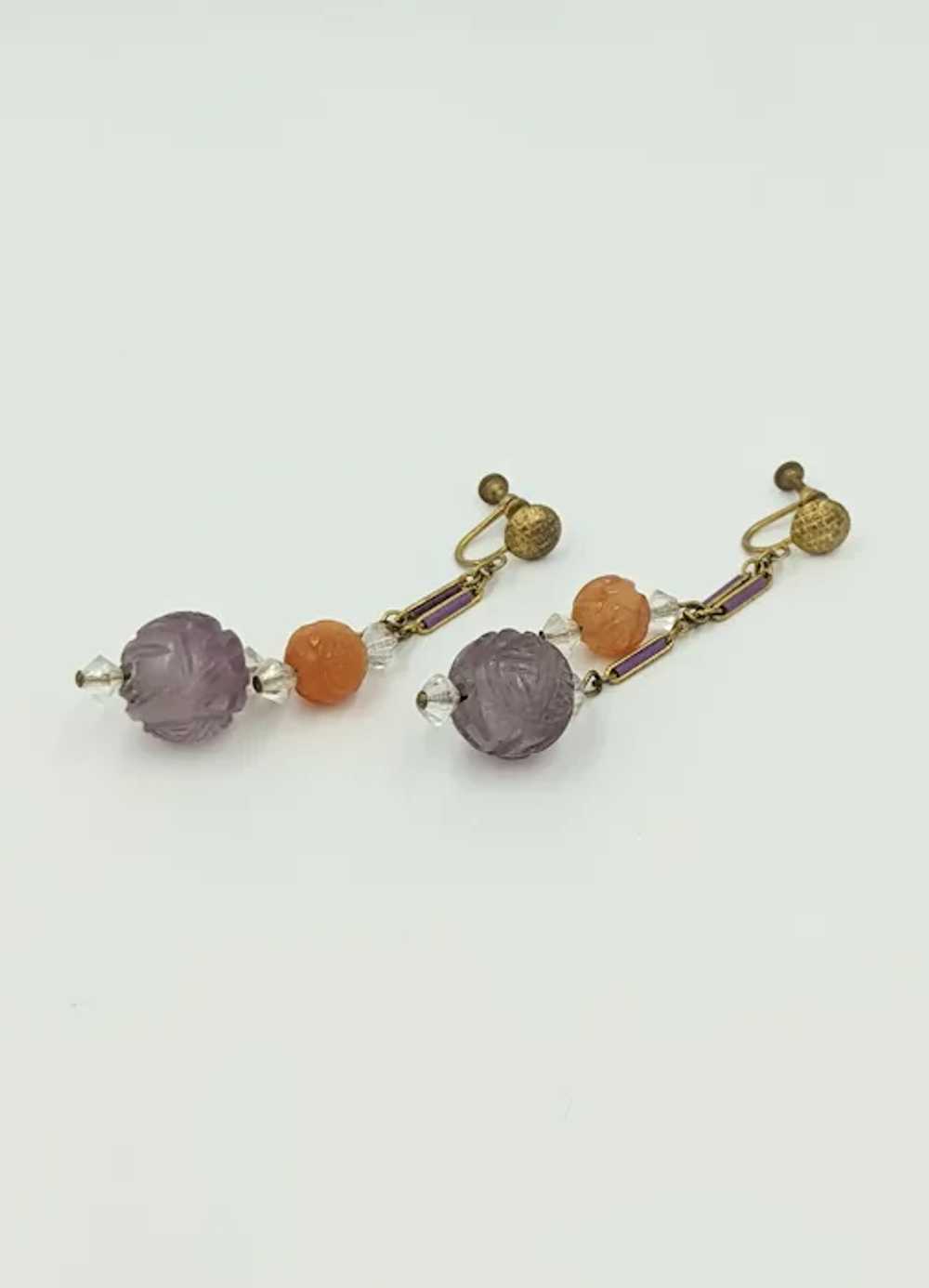 Antique Art Deco Chinese Amethyst Carnelian Ename… - image 7