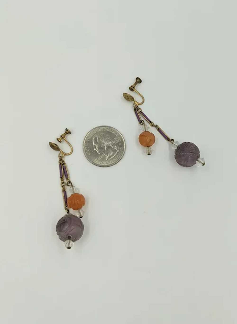 Antique Art Deco Chinese Amethyst Carnelian Ename… - image 8