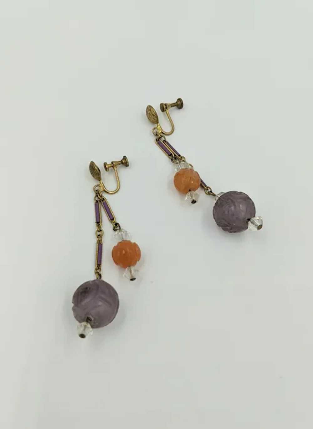 Antique Art Deco Chinese Amethyst Carnelian Ename… - image 9