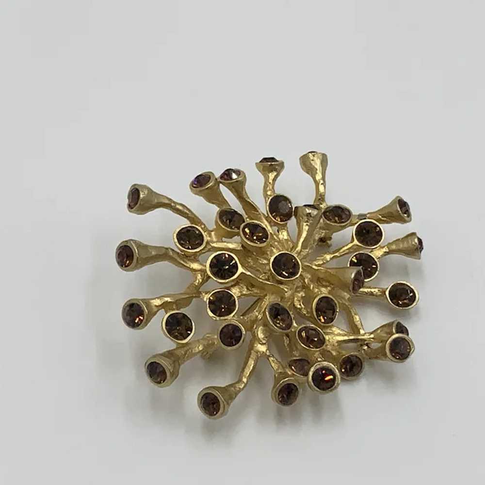 Large Brutalist Modernist Pin Brooch Rootbeer Rhi… - image 2