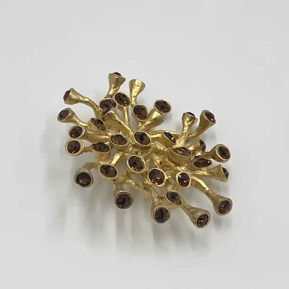 Large Brutalist Modernist Pin Brooch Rootbeer Rhi… - image 3