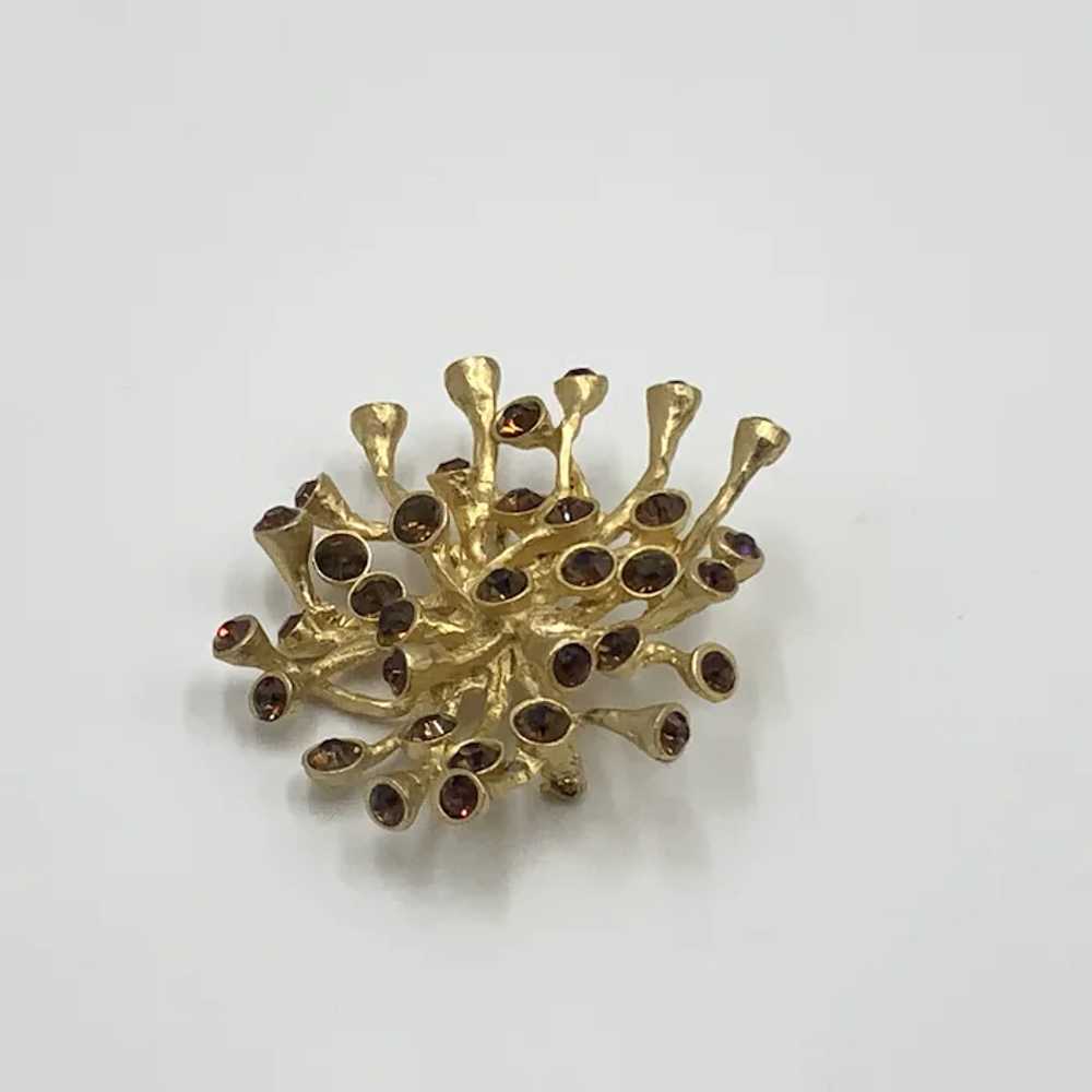 Large Brutalist Modernist Pin Brooch Rootbeer Rhi… - image 5