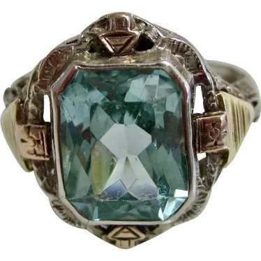 Vintage Estate Aquamarine Ring 14K Gold - image 1