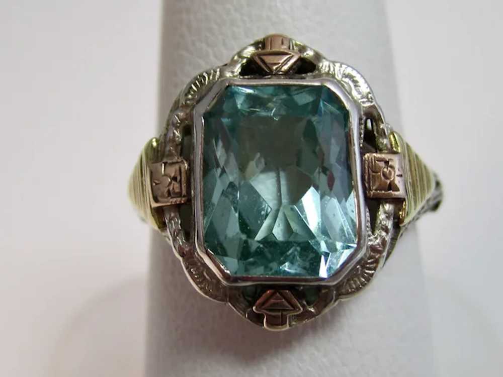 Vintage Estate Aquamarine Ring 14K Gold - image 2