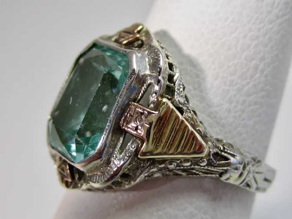 Vintage Estate Aquamarine Ring 14K Gold - image 3