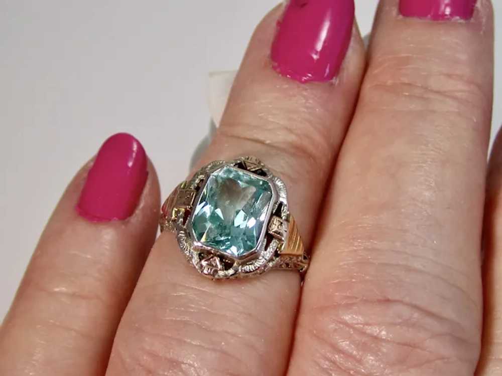 Vintage Estate Aquamarine Ring 14K Gold - image 4