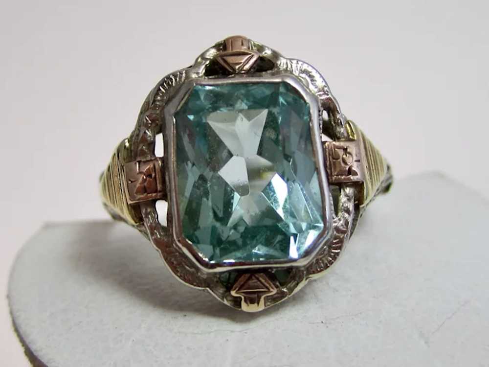 Vintage Estate Aquamarine Ring 14K Gold - image 5