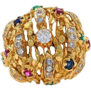 Jack Gutschneider Diamond Emerald Vintage Cluster… - image 1