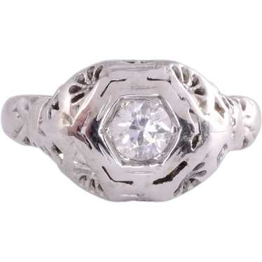 18KW Filigree Diamond Ring