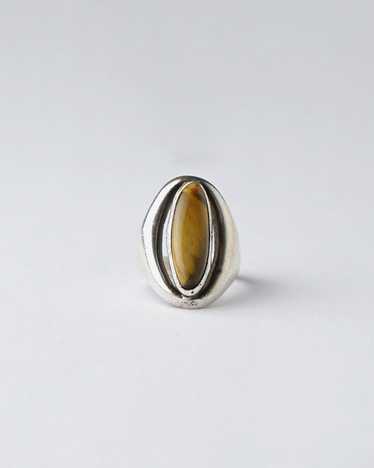 Silver Ring w/ Tiger Eye / size: 8.5 - image 1