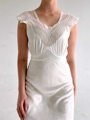 1930's Bridal White Slip Dress with White Lace