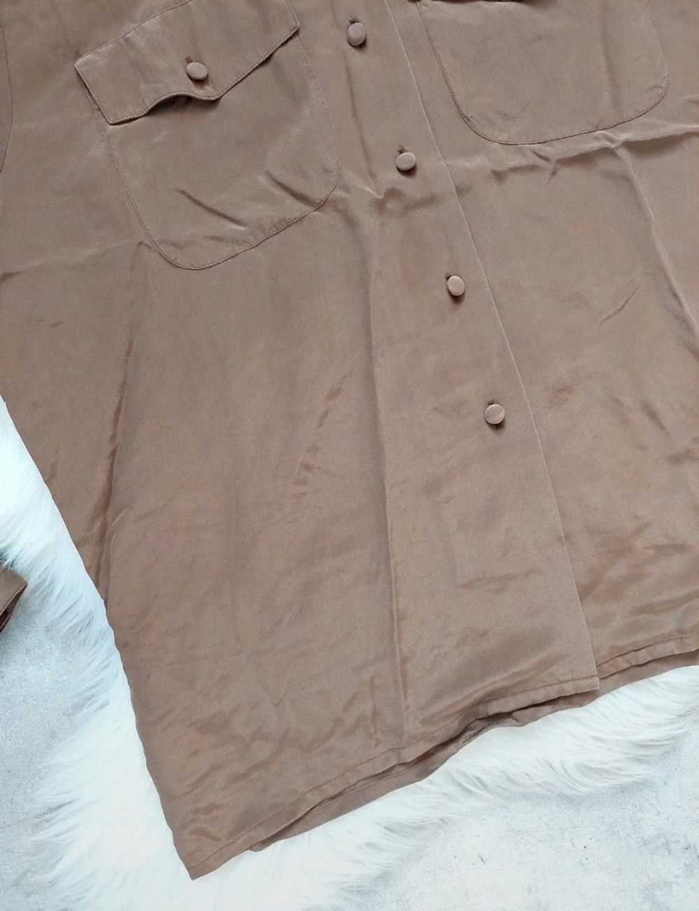 Vintage 100%silk shirt chocolate brown - image 4