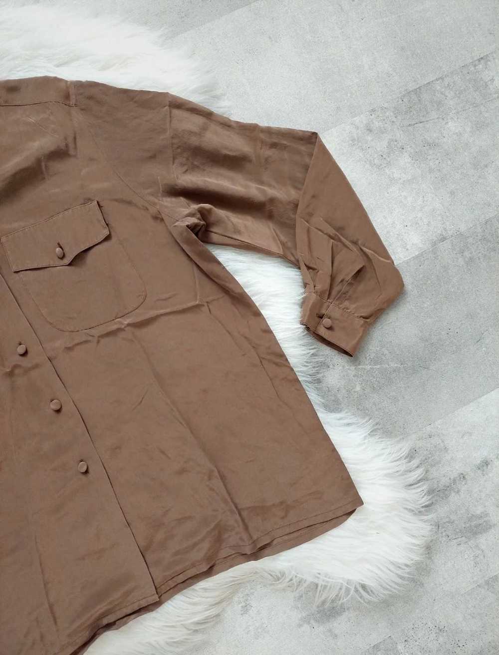 Vintage 100%silk shirt chocolate brown - image 5