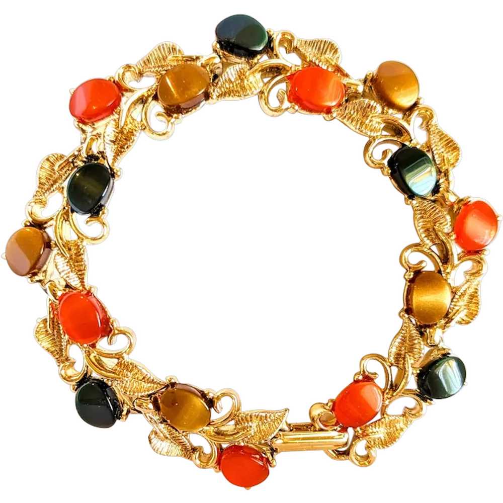 Bracelet thermoset Moonglow and gold tone METAL a… - image 1