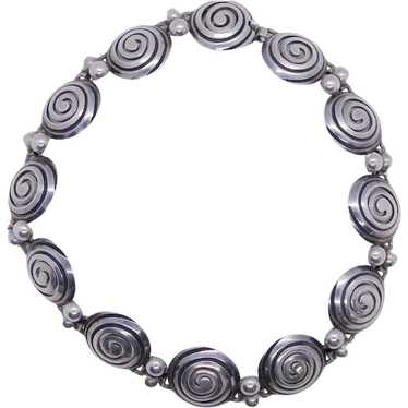 Spiral Link Choker Necklace Sterling Silver