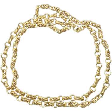 Long 18 Karat Gold Fancy Link Italian Chain - image 1