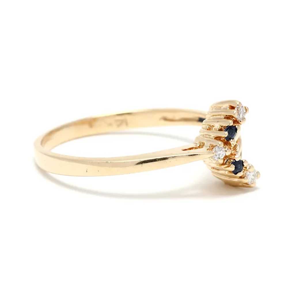 0.07ctw Natural Sapphire Diamond Arrow Ring, 14K … - image 2