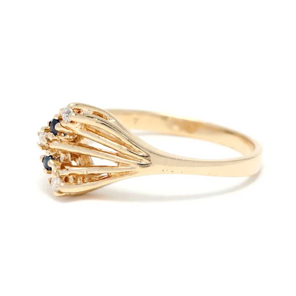 0.07ctw Natural Sapphire Diamond Arrow Ring, 14K … - image 4