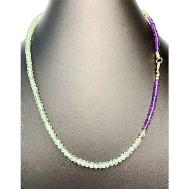 Green and Purple Amethyst and 14k Gold Necklace