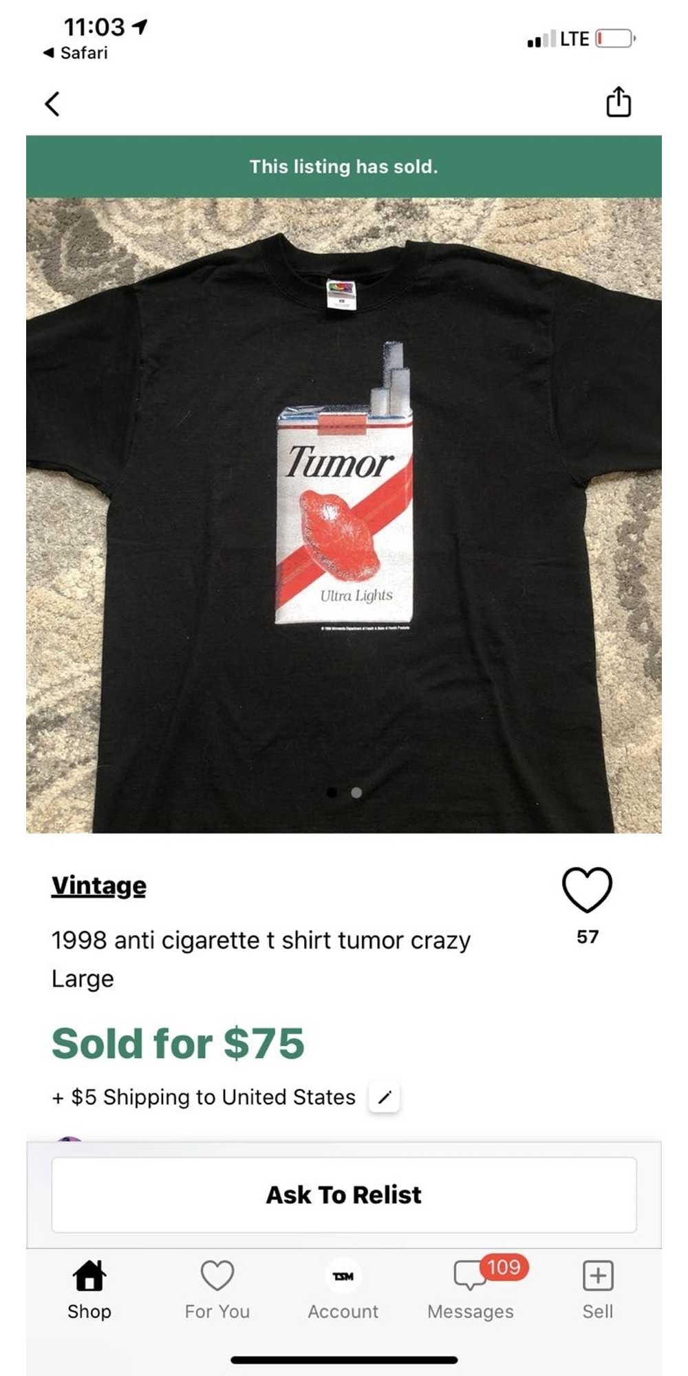 Vintage **RARE 1998 Vintage Anti Cigarette Tee - image 5