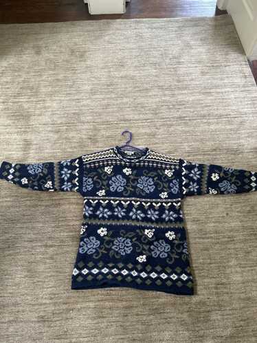 Basic Editions Blue floral knit sweater