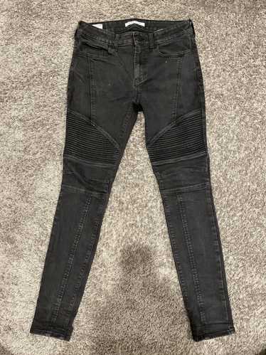 Pacsun × Streetwear stacked black denim Moto jeans