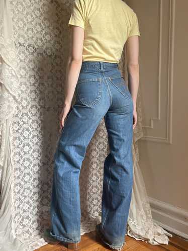 1970s Star Moon Embroidered Bell Bottom Jeans by H