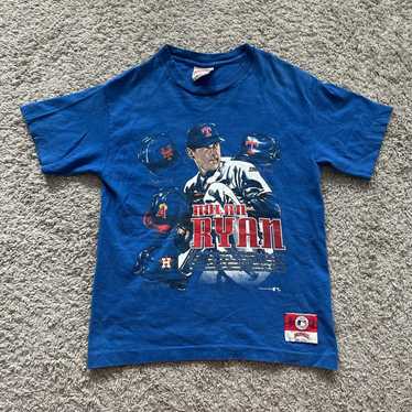 Vintage Hanes Texas Rangers Large Print spell out t-shirt small blue retro  92