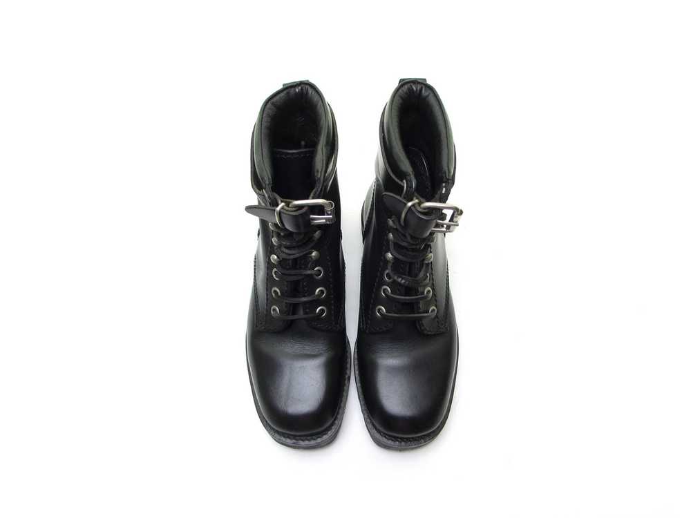 Vintage 90s Italian Leather Combat Boots with Squ… - image 12