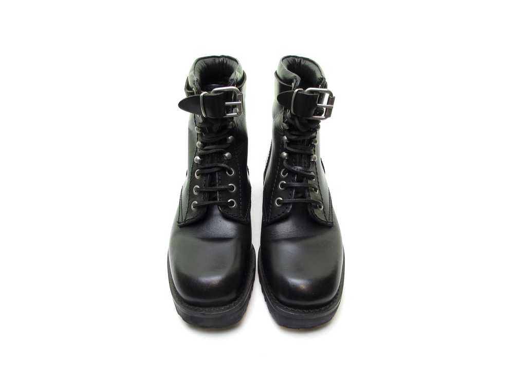 Vintage 90s Italian Leather Combat Boots with Squ… - image 4