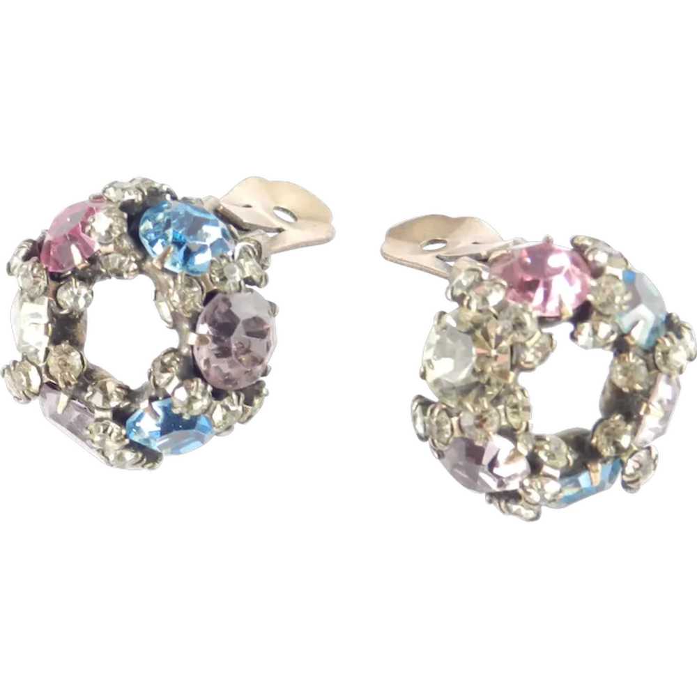 Joseph Warner Arced Rhinestone Earrings - image 1