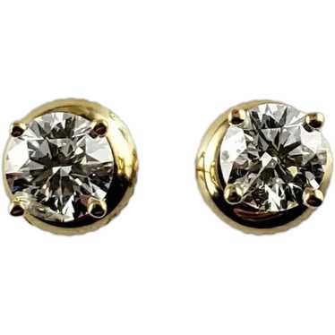 Vintage 18 Karat Yellow Gold Diamond Stud Earrings - image 1