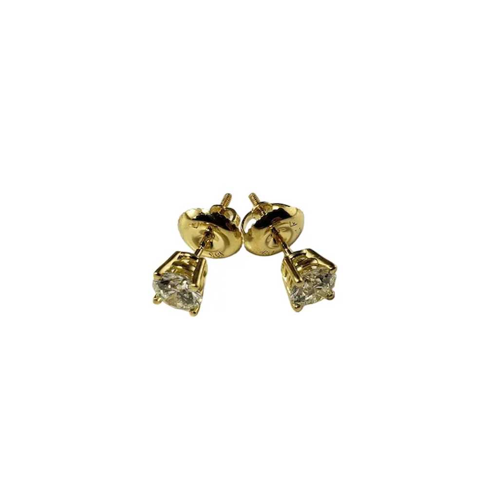 Vintage 18 Karat Yellow Gold Diamond Stud Earrings - image 2