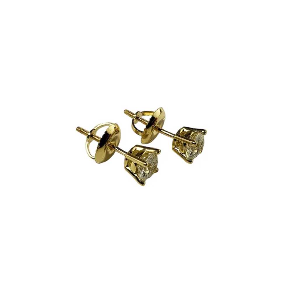 Vintage 18 Karat Yellow Gold Diamond Stud Earrings - image 3