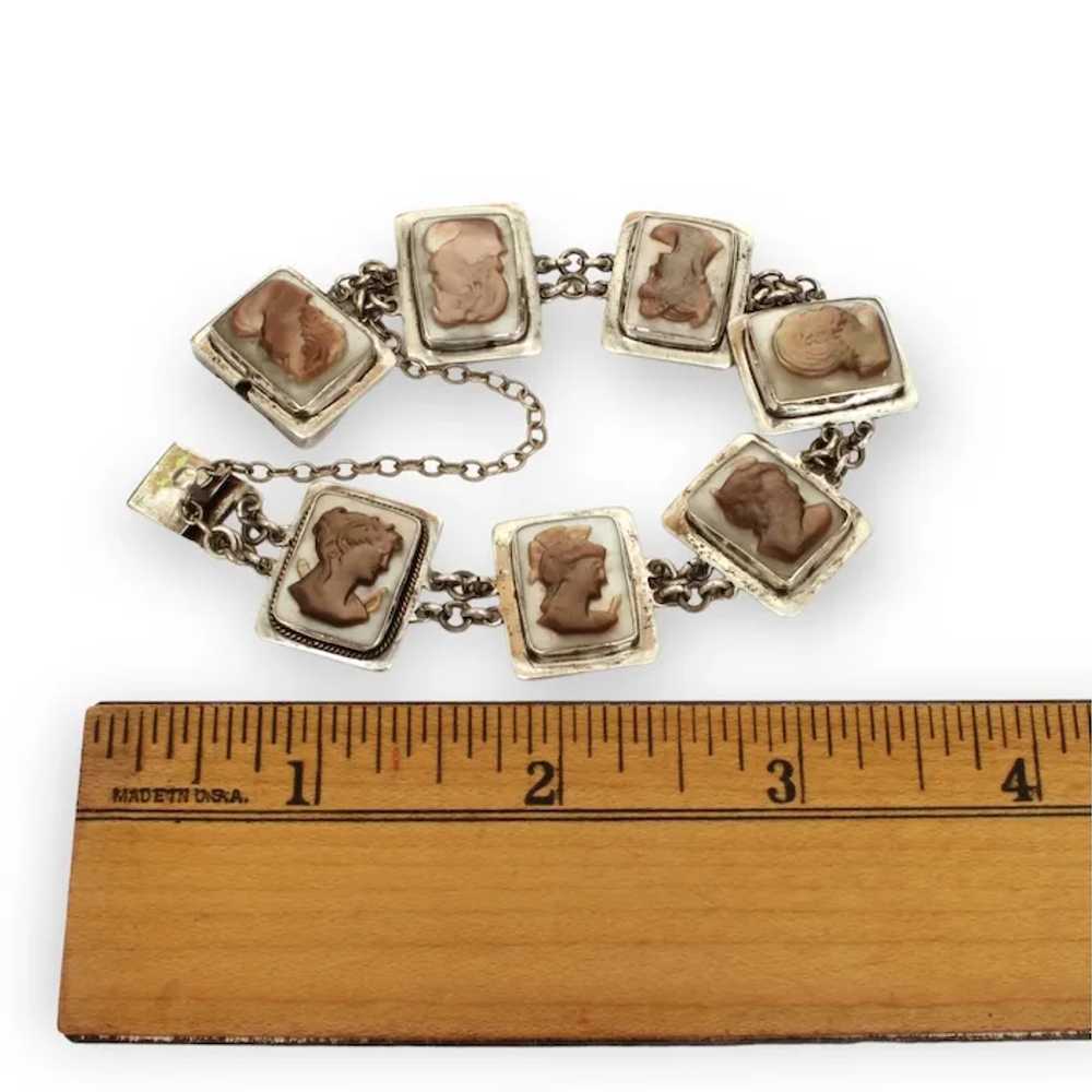 800 Silver Cameo Bracelet with 7 Unique Carved Ab… - image 11