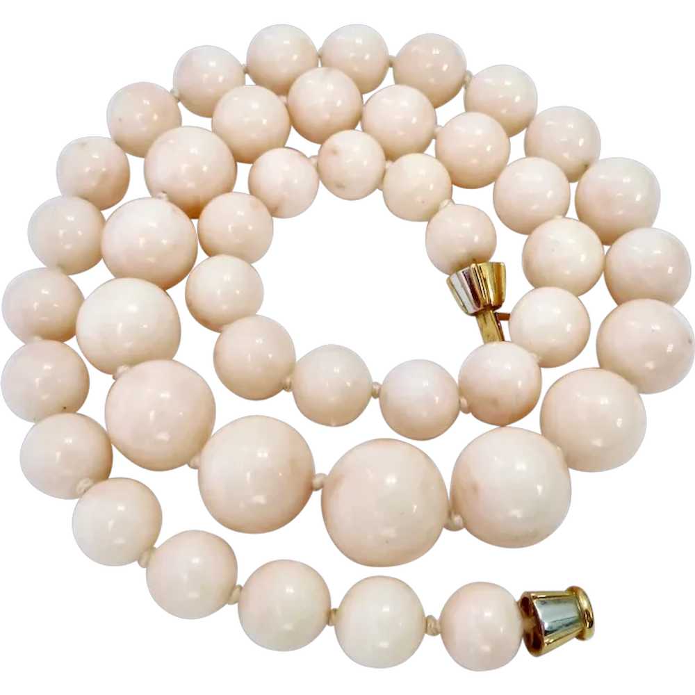Exceptional Graduated Angel Skin Coral Bead Neckl… - image 1