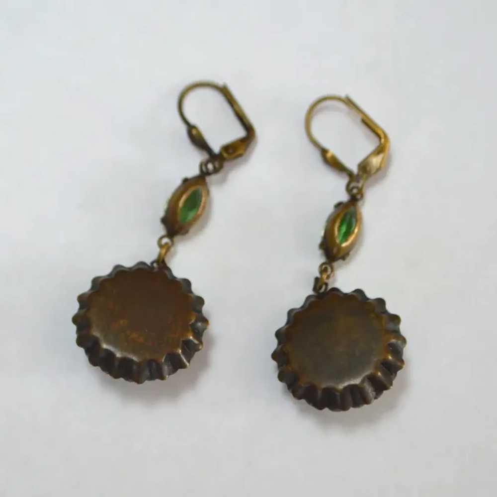 Faux Jade Carved Dangle Earrings - image 5