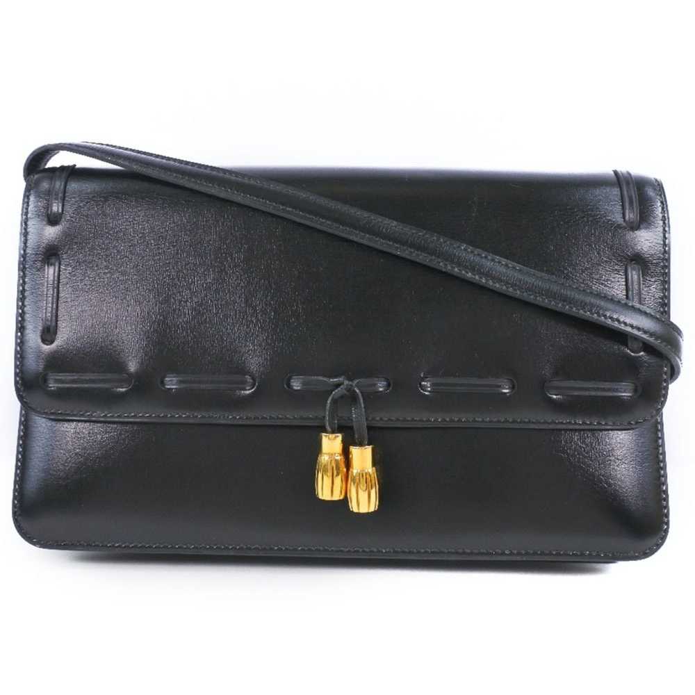 Hermes Hermes 2WAY Clutch Tassel Calf Black 〇O Wo… - image 1