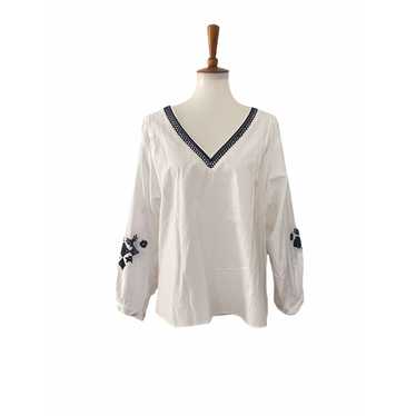 Zara Zara V Neck Floral Embroidered Pullover Top … - image 1