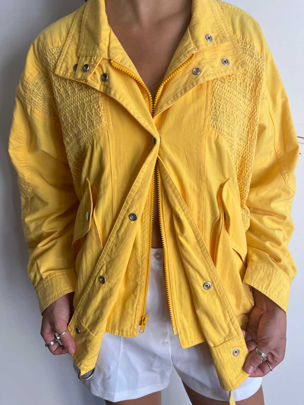 vintage 80s yellow jacket / 1980s cotton moto jac… - image 3