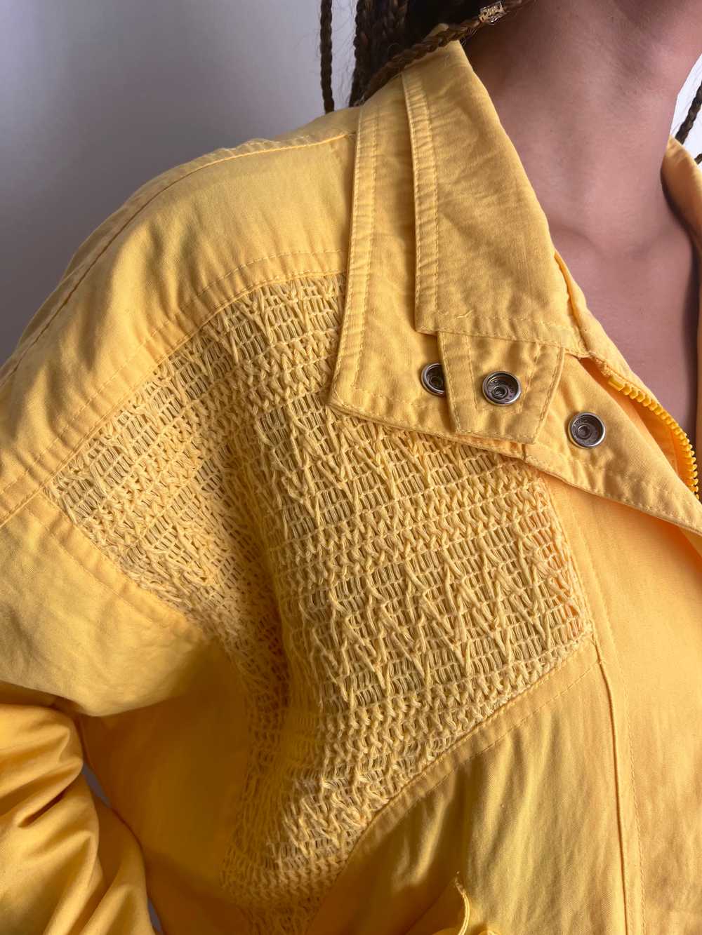 vintage 80s yellow jacket / 1980s cotton moto jac… - image 5
