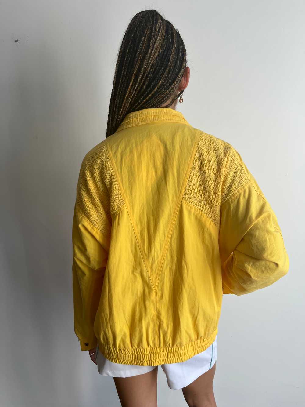 vintage 80s yellow jacket / 1980s cotton moto jac… - image 7